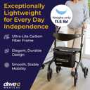 Drive Medical AeroCarbon Ultra-Lite Rollator, Strong Carbon Fiber Walkers for Seniors, Foldable Rollator Walker with Seat, Ultra Lightweight Rolling Walker, Just 11.5 Pounds, Black