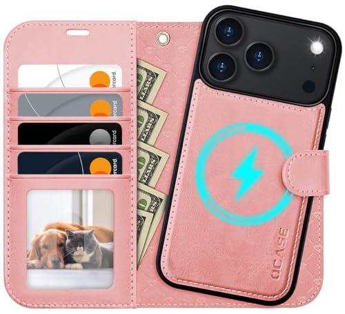 OCASE for iPhone 17 Pro Max Detachable Wallet Case with Card Holder, 2 in 1 PU Leather Flip Folio with RFID Blocking Stand Wrist Strap Shockproof Phone Cover 6.9 Inch 2025, Light Pink