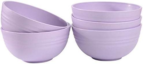 Cuayaes 5Pcs Unbreakable Cereal Bowls, 18 Oz Lightweight Wheat Straw Bowl for Everyone, Food-safe Bowls Dishwasher Microwave for Rice,Noodle,Snack, Salad,Soup (Purple)
