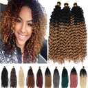 Ombre Water Curly Crochet hair 14 Inch 3 Pack Black to Honey Blonde Water Wave Crochet Curly Hair for Black Women Shoulder Length 1b 27