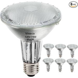 Vinaco PAR30 Long Neck 75W, 5 Pack Long Lasting PAR30 Halogen Flood Light Warm White 2800K, PAR30 Dimmable, High Output par30 Flood Light Bulb 120V with E26 Base for Indoor/Outdoor