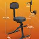 STRICH Guitar Stool With Backrest, Height Adjustable Seat With Hanger for Acoustic, Electric & Bass Guitars, Musician Drum Throne for Adults, Drummer, and Guitarist, SGT-30B