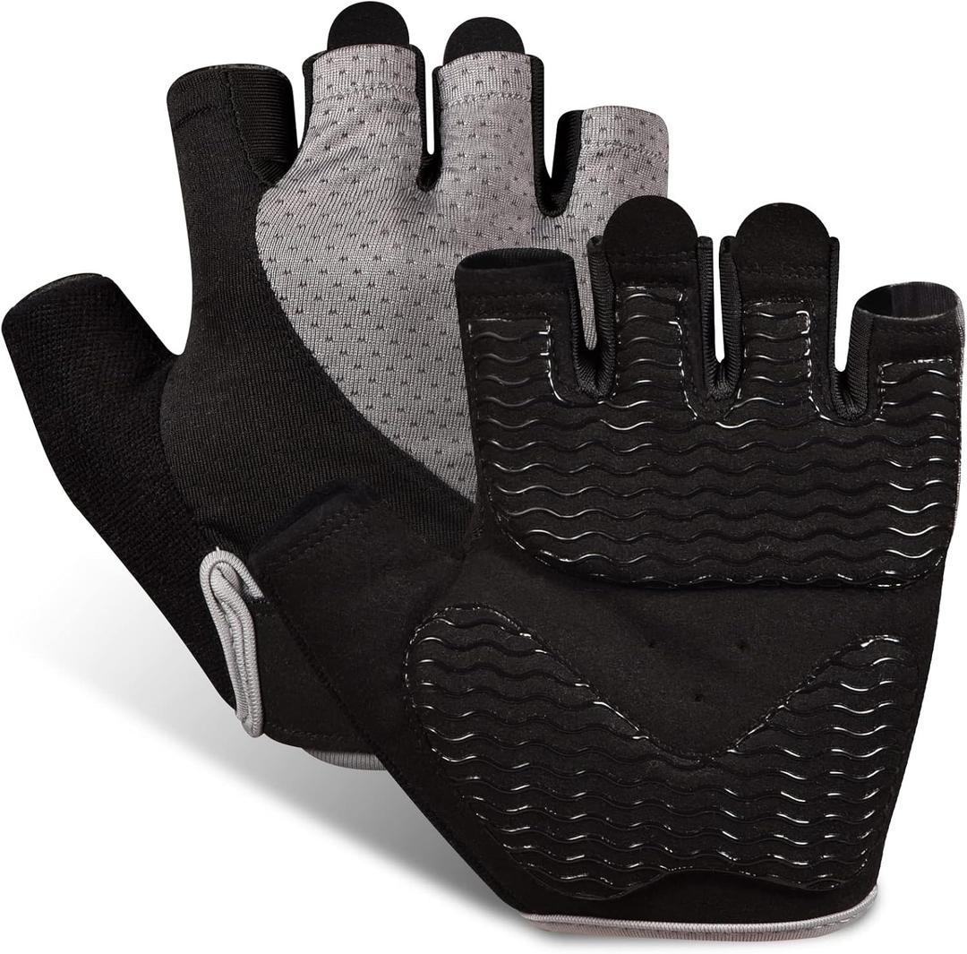 Sunnex Gym Gloves - Fingerless, Breathable Workout Gloves for Weightlifting, Cycling & More (Large, JS-GREY)