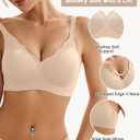 Wireless Bras for Women Bralette - Womens Seamless Push Up Full Coverage Wirefree Padded Sleep Bra with Support and Lift (Beige, XL)