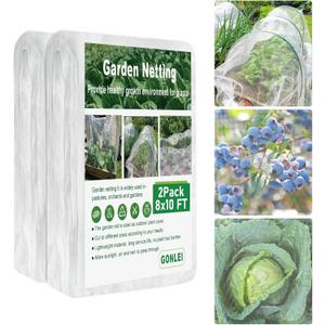 GonLei Garden Netting 2Pack 8X10FTPlants Garden Mesh Berry Netting Outdoor Mosquito Net,Garden Bed Fruit Tree Blueberry Shrubs Netting Plant Covers Row Vegetables Protection Barrier Net