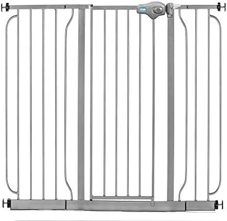 Regalo Easy Step 49-Inch Extra Wide Baby Gate, Includes 4-Inch and 12-Inch Extension Kit, 4 Pack of Pressure Mount Kit and 4 Pack of Wall Mount Kit, Platinum - Total Pack of 1