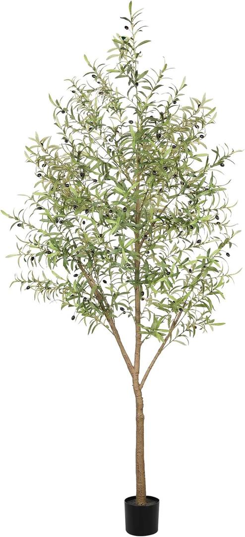 Olive Tree 8ft (96") - Olive Trees Artificial Indoor with Natural Wood Trunk and Lifelike Fruits - Faux Olive Tree 8ft for Modern Home Office House Living Room Decor