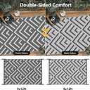 Kohree Outdoor Rug 9x12 Reversible, Waterproof Outdoor Plastic Straw Rug RV Patio Mat, Non-Slip Easy-Cleaning RV Outdoor Mat Carpet for Deck, Patio, Camping, Balcony, Deck, Backyard (Grey & White)