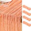 DeZerlor Peach Cheesecloth Table Runner 4 Pack Summer Table Runners Boho Gauze 120 Inches Cheese Cloth Table Decor for Wedding Bridal Baby Shower Parties
