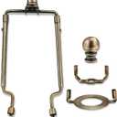 7 8 9 10 inch Lamp Shade Harp Holder, Antique Brass Lamp Harp Kit,Fit Both Standard Lamp Rod and E26 Light Base UNO Fitter Adapter,with 2 Shade Attaching Finial Top (Bronze Color - 1 Set)