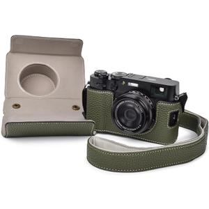 VOVMOEYA X100VI Case,Camera Half Case for X100VI,PU Leather Camera Case Compatible with X100VI Digital Camera with camera strap - Green