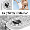 Matekxy for iPhone 17 Air Camera Lens Protector Glitter - Cute Girly Metal Bling Camera Cover for Women, 9H Anti-Scratch Tempered Glass with Aluminum Edging, Sky Blue