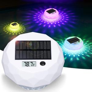 Pool Thermometer Floating Large Backlit LCD for Easy Read,Digital Pool Temperature Thermometer Dynamic RGB Light,Solar Powerd Thermometers Waterproof Design for Above Ground Swimming Pools and Spa (Colorful)