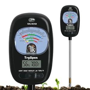 7-in-one Soil Test Kit, Soil Moisture Meter/PH Meter/Sunlight Intensity/Fertility Soil Tester, LCD display Air & Soil Hygrometer Temperature for Garden, Farm, Lawn Care Moisture Meter for Hous Plants