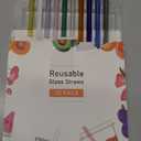 10 Pcs Reusable Colorful Bent Glass Straws,Size 9''x10mm and 6''x10mm Cute Short Glass Straws Shatter Resistant with 2 Cleaner Brush for Beverages,Coffee,Juice,Cocktail,Teas