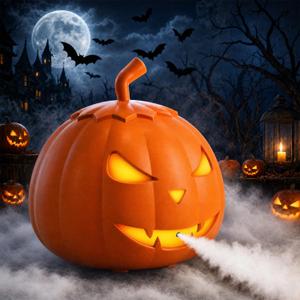 HOPOCO Halloween Pumpkin Fog Machine with 12 LED Colors & 4 Light Modes, 11.8" x11"