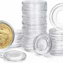 Gold Coin Holder Variety Pack – 25 Capsule Set (5 Each: 16mm, 22mm, 27mm, 32mm, 34mm) – Fits American Eagle, Maple Leaf, Krugerrand, Double Eagle – Clear Air Tight Display Cases – Made in USA