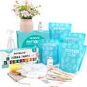 POTTREATIVE Air Dry Clay Pottery Kit - Home DIY Pottery Starter Kits with Air-Dry ClaySculpting Pottery Tools and Step-by-Step Guide - Great for Date Night, Arts Crafts Hobby (Blue)