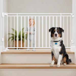 Betertek Baby Gate for Doorways&Top/Bottom of Stairs-No Bottom Bar&Extra Wide Walk Thru Door, 31-54" W Chew&Impact Resistant Metal Heavy Duty Dog Gate, Hardware Mount Safety Indoor Pet Gate for Stair