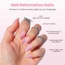 Nail Reformation Press On Nails, Plum Perfect | Pink Ombre Short Almond Fake Nails with Velvet Cat Eye in Glossy Finish, Reusable Stick On Nails in 16 Sizes - 32 False Neutral Nail Kit for Women Gifts