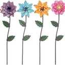 YEAHOME Garden Decor for Outside, 6 Pack Flower Garden Stakes Outdoor Decor Metal Shaking Head Yard Art, Weather Proof Flower Stakes for Yard Porch Lawn Pathway Pot Decorations(Multi-Color)