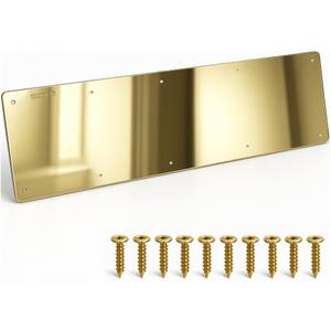 Door Kick Plate, Metal Kickplate for Bottom of Door,6x34 inch Aluminum Metal Plate Rounded Corners for Interior and Exterior Doors (Gold)