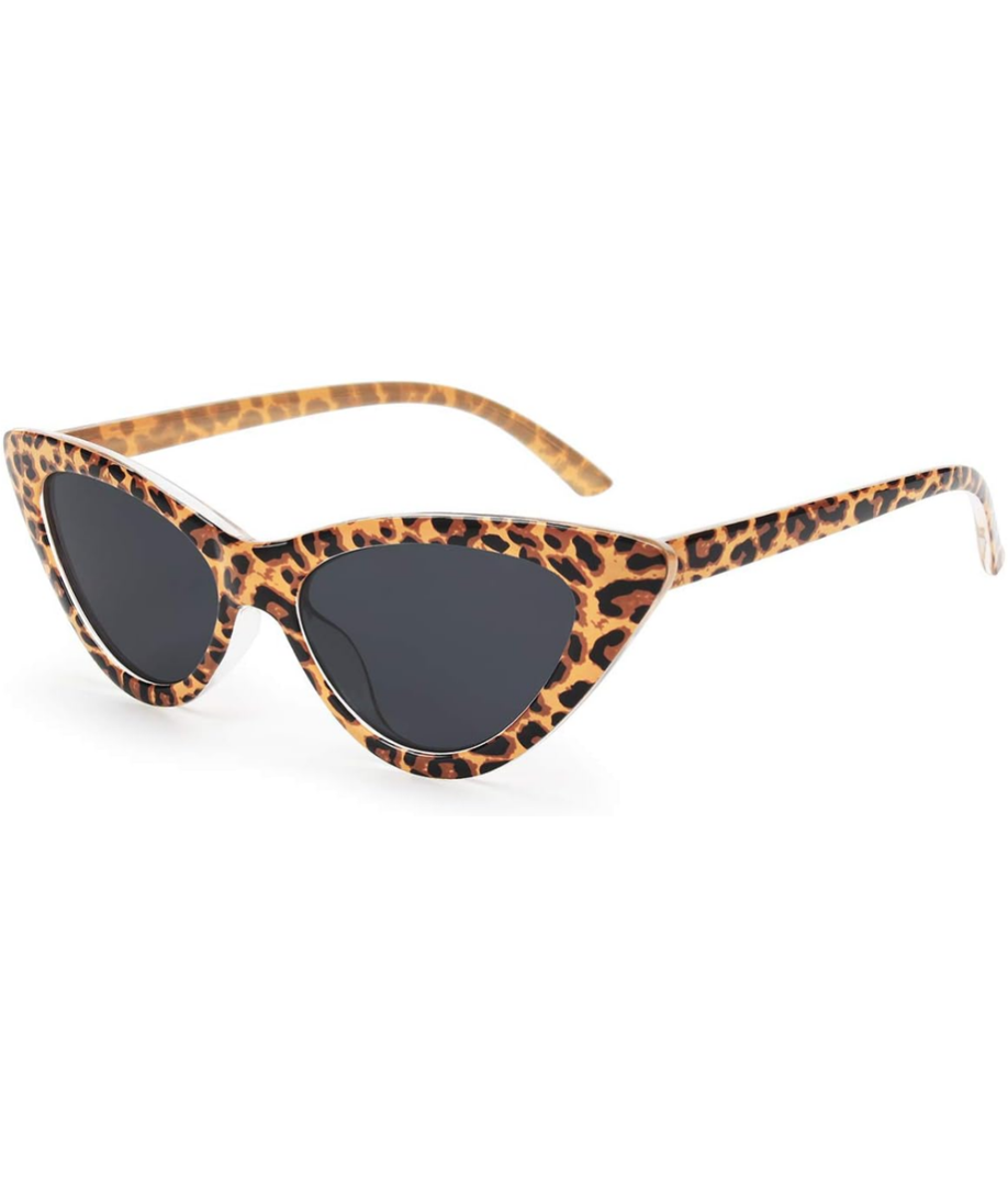 livho Retro Vintage Narrow Cat Eye Sunglasses for Women Clout Goggles Plastic Frame (Leopard)
