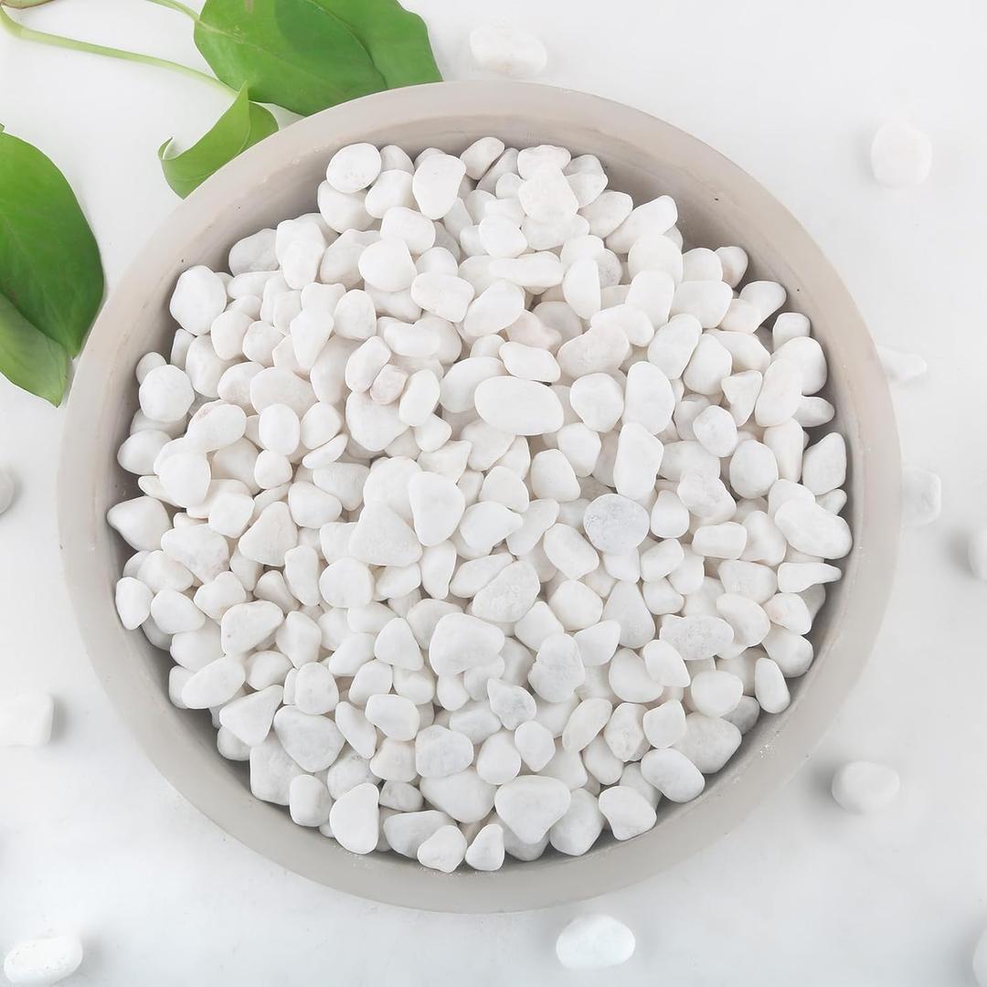 Mulctun 2Lb White Rocks for Plants, 1/4"-3/4" White Pebbles, Decorative Stones for Vases, Small Aquarium Gravel for Fish Tank Garden Rocks for Potted Plants & Home Decor