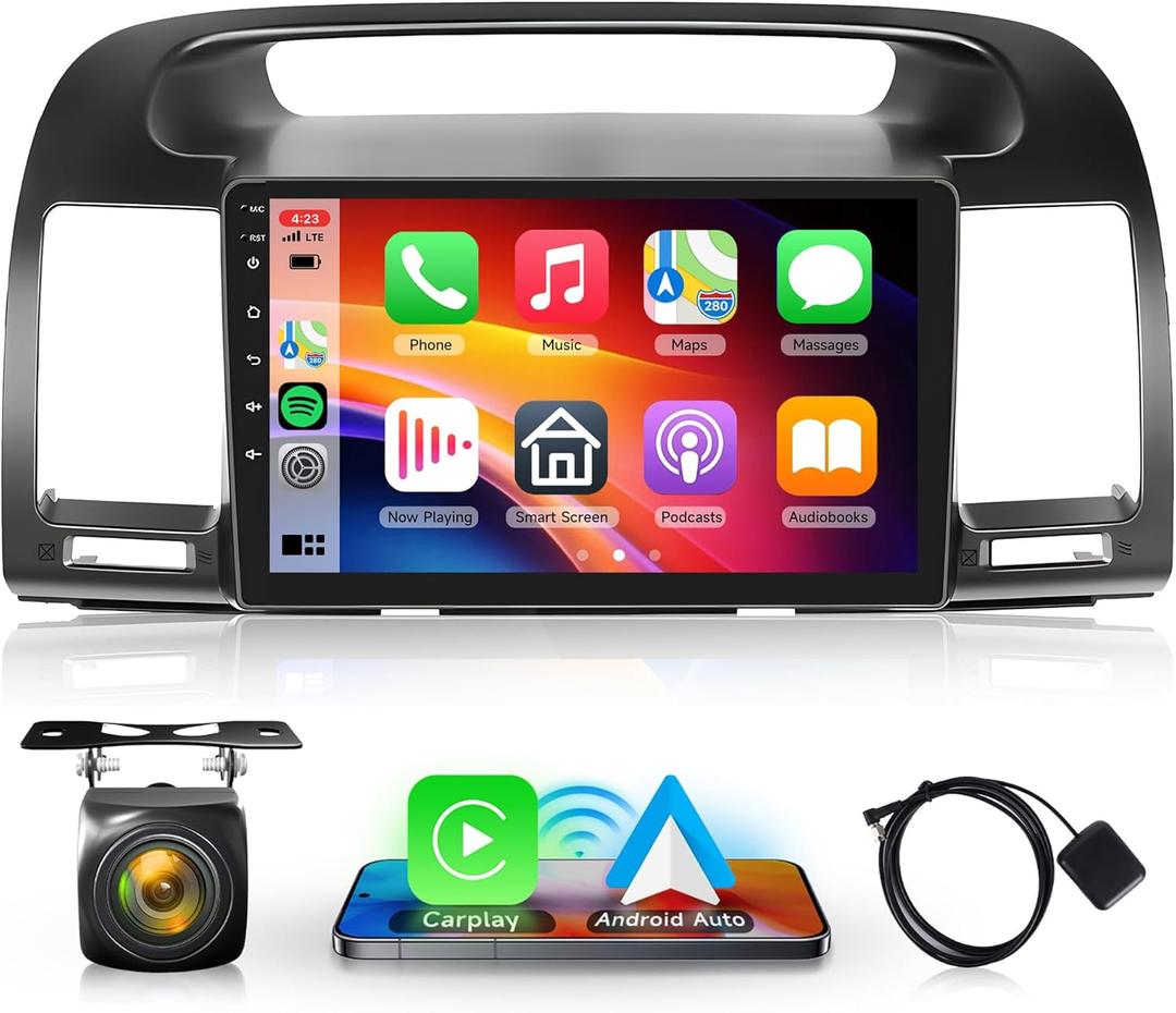 2G+64G Android 13 Car Radio for Toyota Camry 2000-2006 with Wireless Carplay Android Auto, Rimoody Car Stereo 9 Inch Touch Screen GPS Navigation WiFi Bluetooth FM/RDS EQ+ AHD Backup Camera