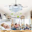 52 Inch Fandelier Ceiling Fan with Light, Retractable Chandelier Fan LED Dimmable Crystal Ceiling Fan for Bedroom Living Room Dining Room-Chrome