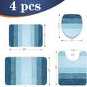 OLANLY Bathroom Rugs Sets 4 piece, Microfiber Absorbent Bath Mat, U-Shaped Contour Toilet Mat and Toilet Lid Cover, Quick Dry, Machine Washable, Toilet Cover and Rug Set for Bathroom, Peacock Blue