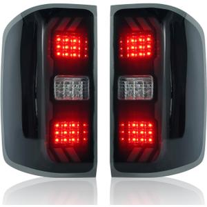 Restyle LED Tail Lights for 2014-2019 Chevy Silverado 1500/2500/3500 & 2015-2019 GMC Sierra 2500/3500 | Factory 3-Bulb Housing Only | Driver and Passenger Pair (Stealth Aggressor Edition)