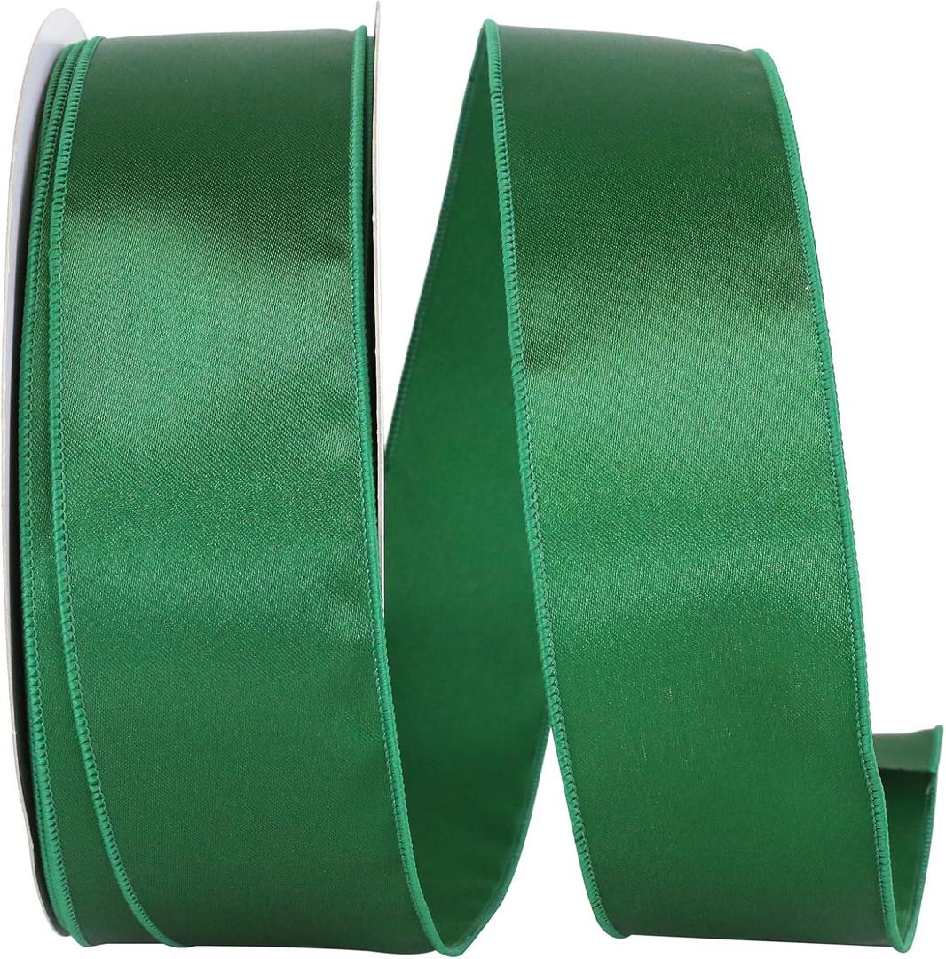 Reliant Ribbon Satin Value Wired Edge Ribbon, 2-1/2 Inch X 50 Yards, Emerald Green