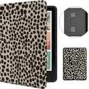 MOROCK Case for All-New 7" Kindle Paperwhite and Colorsoft Paperwhite Signature Edition(12th Generation-2024 Released),Premium PU Leather Cover with Hand Strap, Auto Wake/Sleep, Khaki Leopard Print