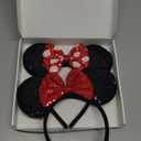 2 Pcs Red Mouse Ears Sequin Headbands,Shiny Bows Headbands, A Perfect Addition to Your Trip Essentials Accessories for Women Grils Princess Decoration Costume Cosplay