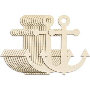 Anglechic 12 Pack 12 Inch Blank Anchor Cutout Unfinished Wood Anchor Slices Wooden for Crafts Summer Shaped Ornaments Door Hanger Decor for Summer Home Party Decoration Craft Project