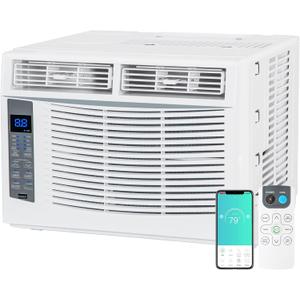WiFi Enabled 6,000 BTU Window Air Conditioner, Smart Window AC Unit with Remote, Energy Saving, Easy Install Kit, Cools up to 250 Square Feet (6000 BTU, 250 Sq. Ft.)