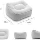 2 x Inflatable Travel Foot Rest Pillow, Head Pad, Soft Flocking Pillow, Flights Relax Cushion Ottomans Leg Up with Air Pump for Office, Home Relax, Camping and Travel Use (Gray, 1 Pcs)