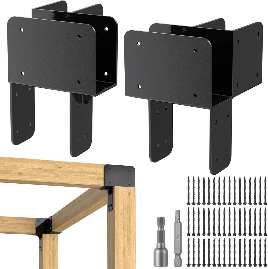 4x6 Stainless Steel Pergola Brackets, Heavy Duty Post Cap Tie Bracket 2Pcs