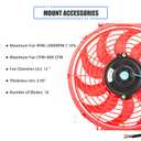12" Electric Radiator Cooling Fan Assembly Kit, Universal High Performance 12V 80W Motor with Fan Mounting Kit - Red(2 Pack)