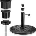 Zhengmy 3 Pcs Patio Umbrella Base Hole Ring Cover and Cap Umbrella Stand Replacement Screw Part with M8 Thread Hand Knob Threaded Plastic Knobs Patio Black Handle Replacement Parts