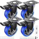 Caster Wheels 3 Inch, Swivel Casters Set of 4 Heavy Duty with Safety Dual Locking, Plate Casters with Double Ball Bearings, Industrial Castor Wheels for Furniture, Workbench (Free Hardware Kits)