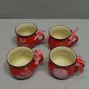 Sawysine Christmas Coffee Mugs Set of 4, 12 oz Ceramic Mug Gift Holiday Hot Cocoa for Family Mom Woman Friend Farmhouse (Candy Canes Style)