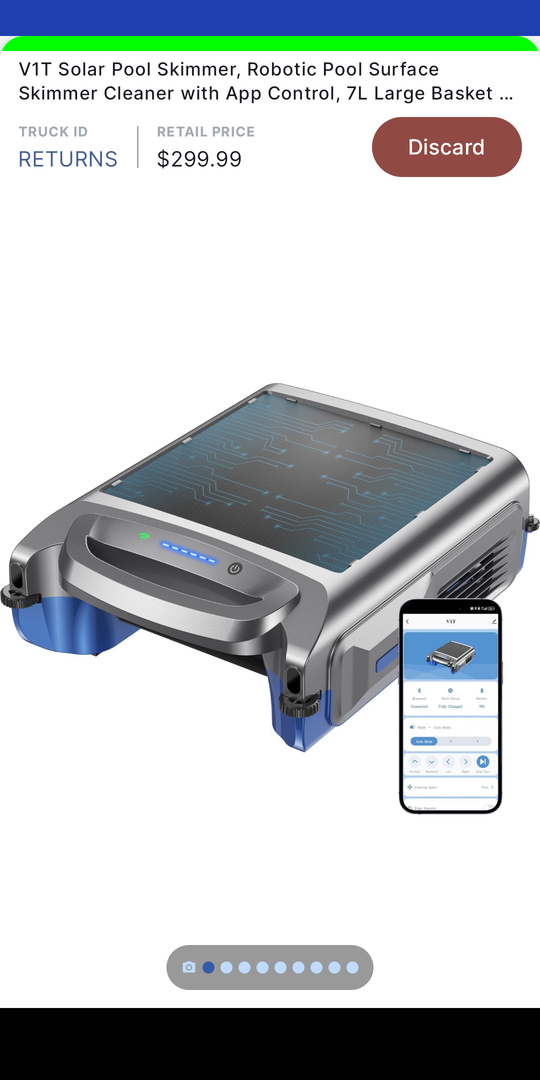 V1T Solar Pool Skimmer, Robotic Pool Surface Skimmer Cleaner with App Control, 7L Large Basket 24/7 Cleaning Smart Obstacle Avoidance Dual Charging Options Ideal for Above Ground Pool Blue