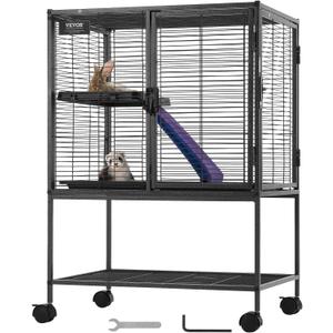 VEVOR 34" Rolling Metal Ferret Cage, Large 2-Tier Critter Nation Cage, Small Animal Cage with Ramps & Tray, Easy to Set up for Pet Mice, Hamster, Guinea Pig, Chinchilla, Squirrel, Hedgehogs, Bunny