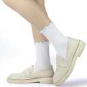 BomKinta Ruffle Socks Women - Turn-Cuff Frilly Sock - Lightweight Cotton Sock - Athletic Crew Socks Gifts (White, 5-10)