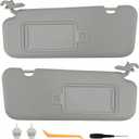 Pair Sun Visor Compatible with 2017-2020 Hyundai Elantra, Driver & Passenger Side Sunvisor Replacement Kit with Vanity Mirror & Clips and Manual, Replaces OEM 85210-F2150-XUG (Color Gray) ((Gray) Left & Right)