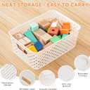 12 Pack Plastic Storage Baskets for Organizing, Storage Baskets for Shelves with Handles, Small Storage Bins with Labels, Organizer Baskets for Cabinet,Closet, Office