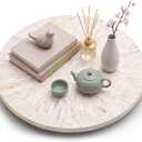 18 Inch Mother of Pearl Lazy Susan for Table Top, Cream Sunlight