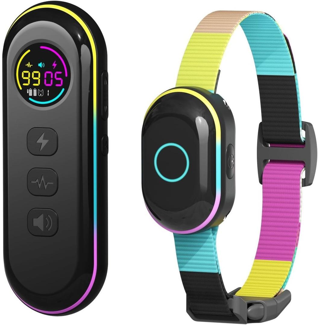 2-in-1 Dog Bark & Shock Collar with Remote Control, Waterproof Barking Collars for Small Medium Large Dogs, 3300Ft Training E- Collars, Rechargeable, Adjustable Beep Vibration Modes & 5 Sensitivity